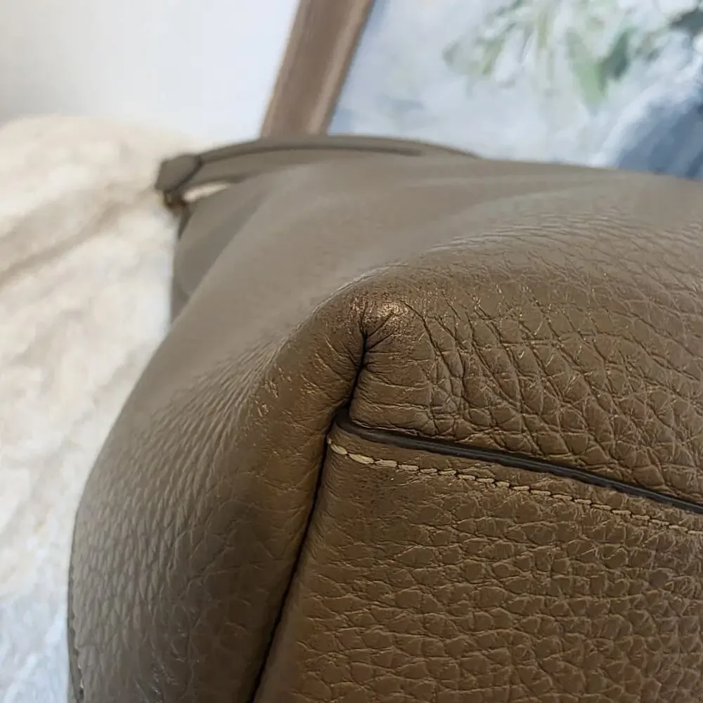 Coach Large Laurel Pebbled Leather Stone Gold Hardware